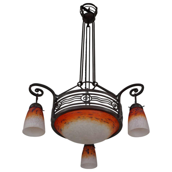 Schneider & H.Fournet : French art deco chandelier ... 1930 France