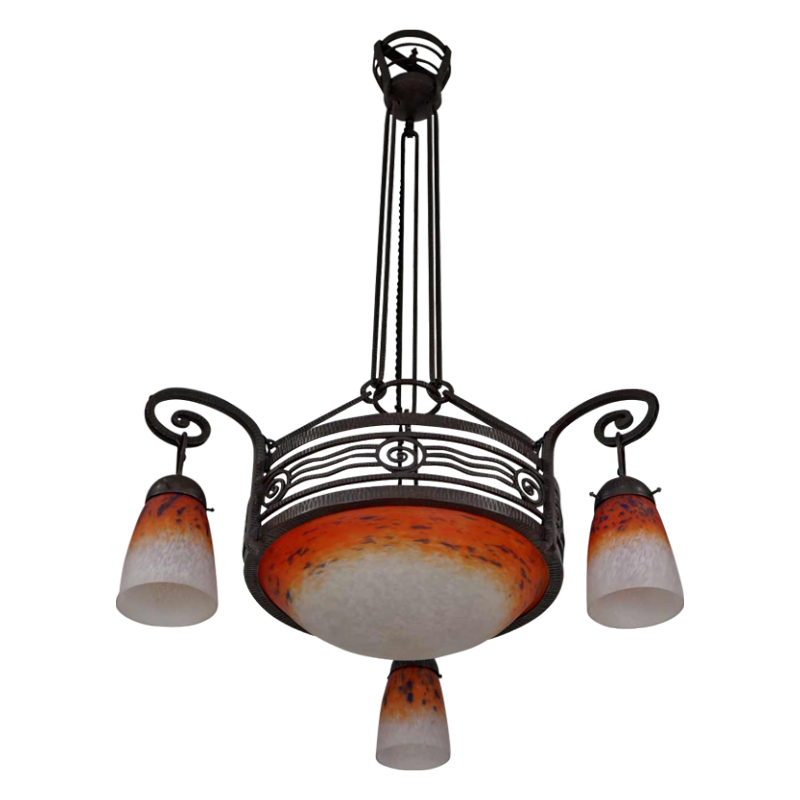 SCHNEIDER & H.Fournet : Franse 1930 art deco kroonluchter