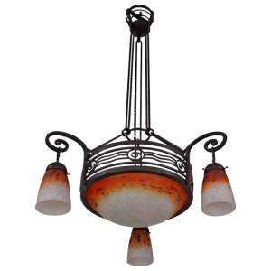 Schneider & H.Fournet : French art deco chandelier ... 1930 France