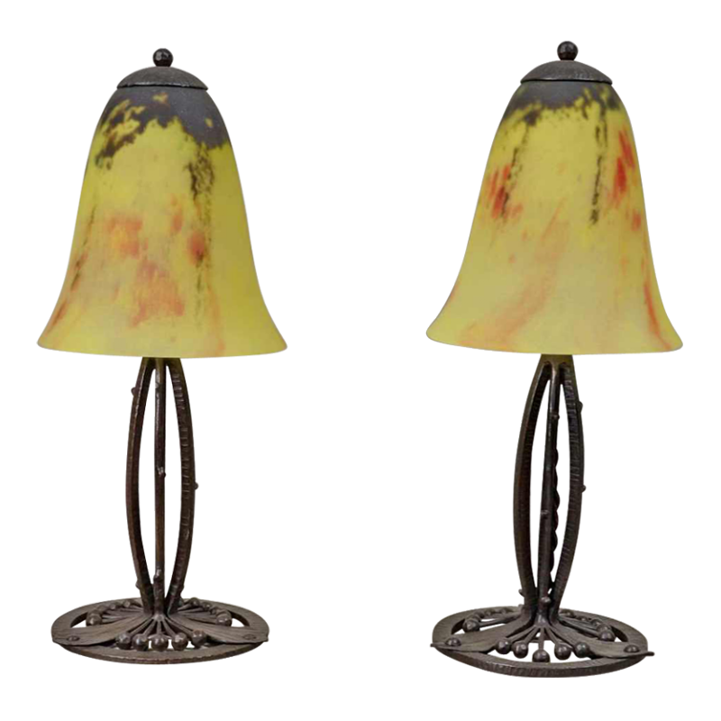 Daum et Edmond Gauthier : paire des lampes art déco. France 1930