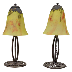 Daum & E.Gauthier : een paar Franse 1930 art deco lampen