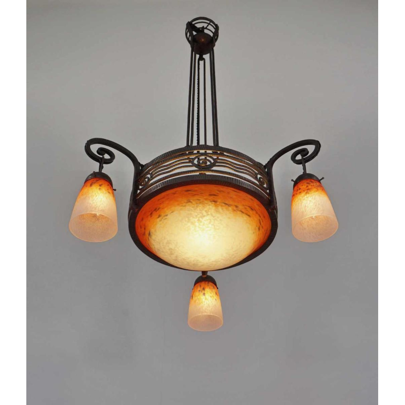 SCHNEIDER & H.Fournet : Franse 1930 art deco kroonluchter