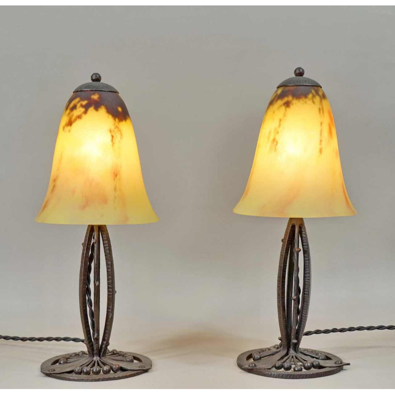 Daum & E.Gauthier : a pair of French art deco lamps.. 1930 France