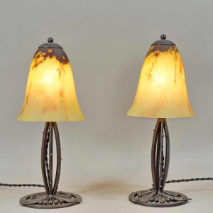 Daum & E.Gauthier : een paar Franse 1930 art deco lampen