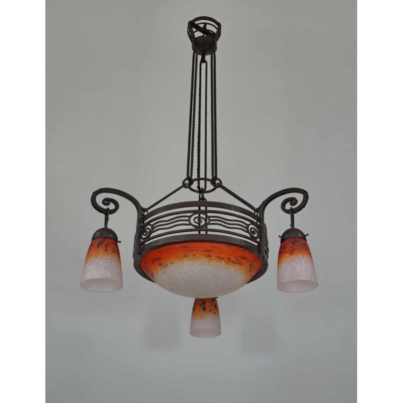 Schneider & Fournet : lustre art déco. France 1930