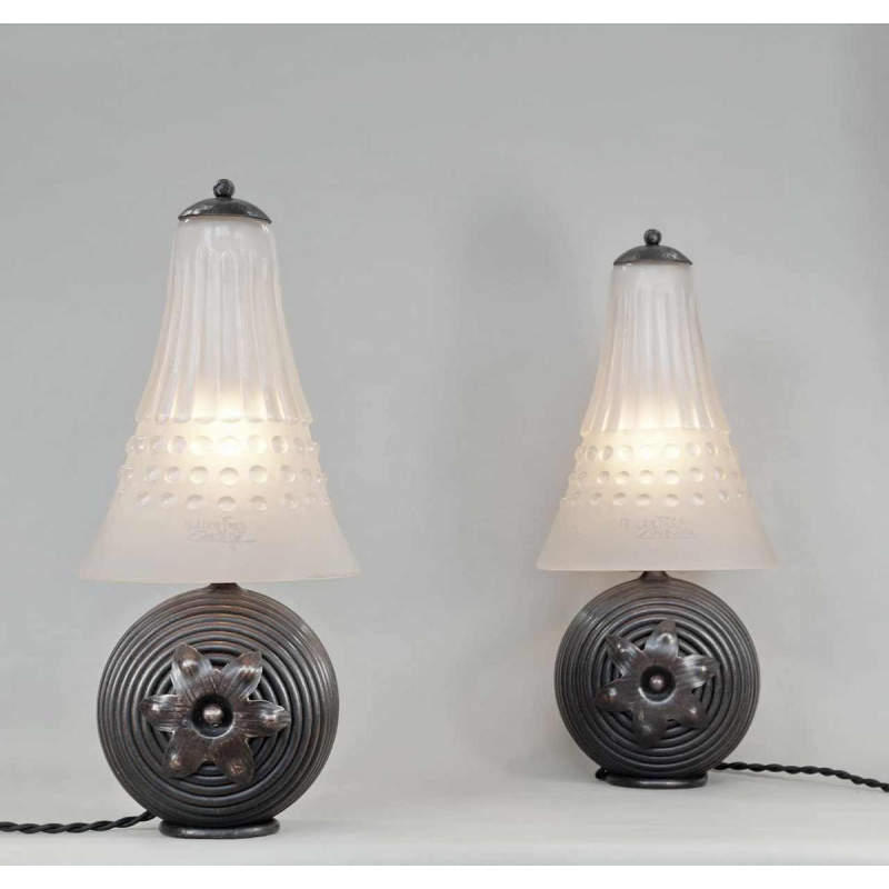 muller frères : paire des lampes art déco. France 1930