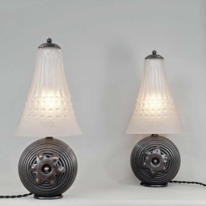 Muller freres : een paar Franse 1930 art deco lampen
