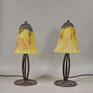 Daum et Edmond Gauthier : paire des lampes art déco. France 1930