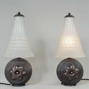muller frères : paire des lampes art déco. France 1930