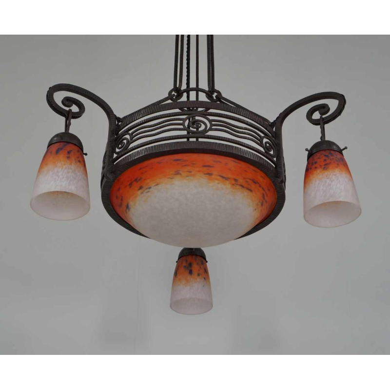 Schneider & H.Fournet : French art deco chandelier ... 1930 France