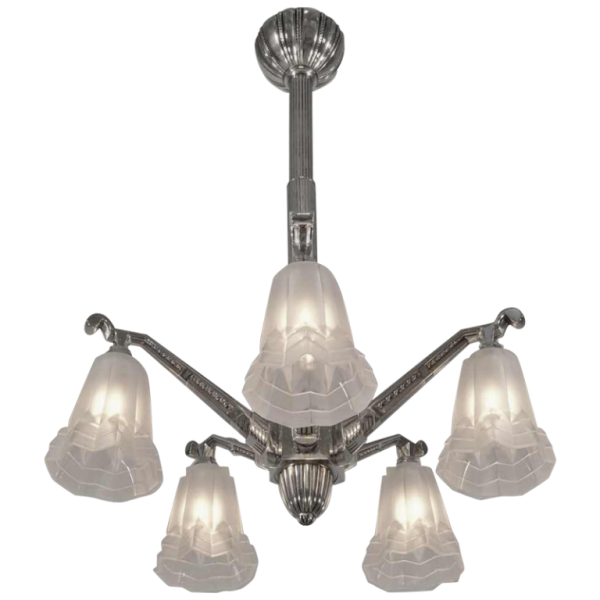 DEGUÉ : lustre art déco. France 1930