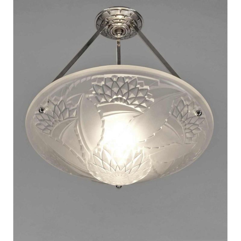 Viarmé : French art deco pendant ... 1930 chandelier France