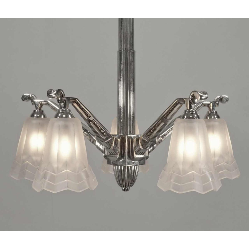 DEGUÉ : lustre art déco. France 1930