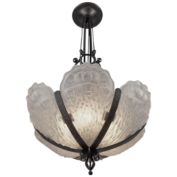 B.Morin : French art deco chandelier ... 1930 France