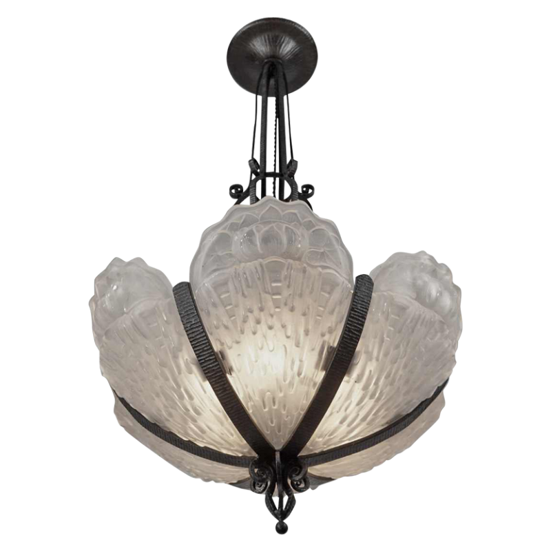 B.Morin : French art deco chandelier ... 1930 France