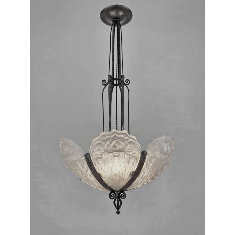 B.Morin : French art deco chandelier ... 1930 France