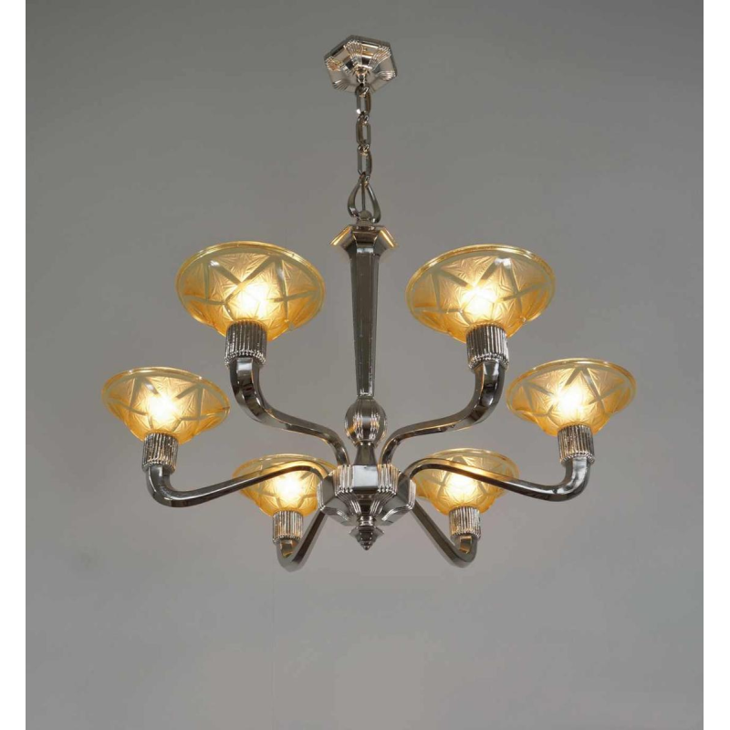 Hanots : lustre art déco, France 1930