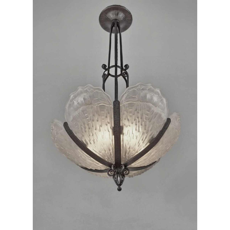 B.Morin : French art deco chandelier ... 1930 France