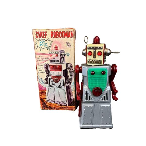 Chef Robotman, metalen robot van Yoshiya, Japan ca 1960