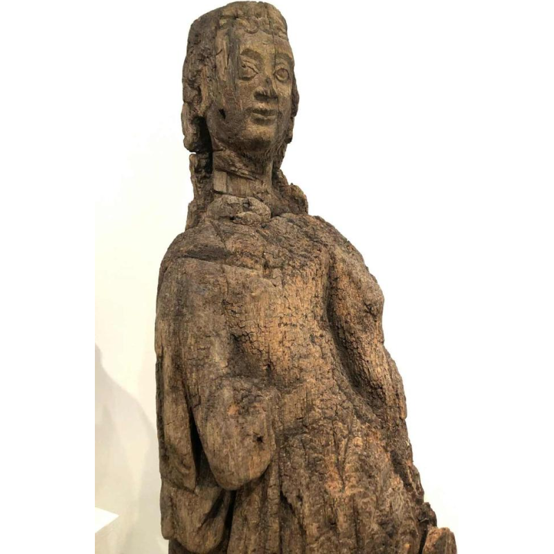 "Sainte Barbe" sculpture en bois sculpté, 16ème siècle