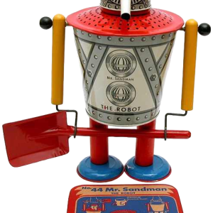 Mr Sandman The Robot Wolverine, metalen strandspeelgoed, perfecte staat 1947