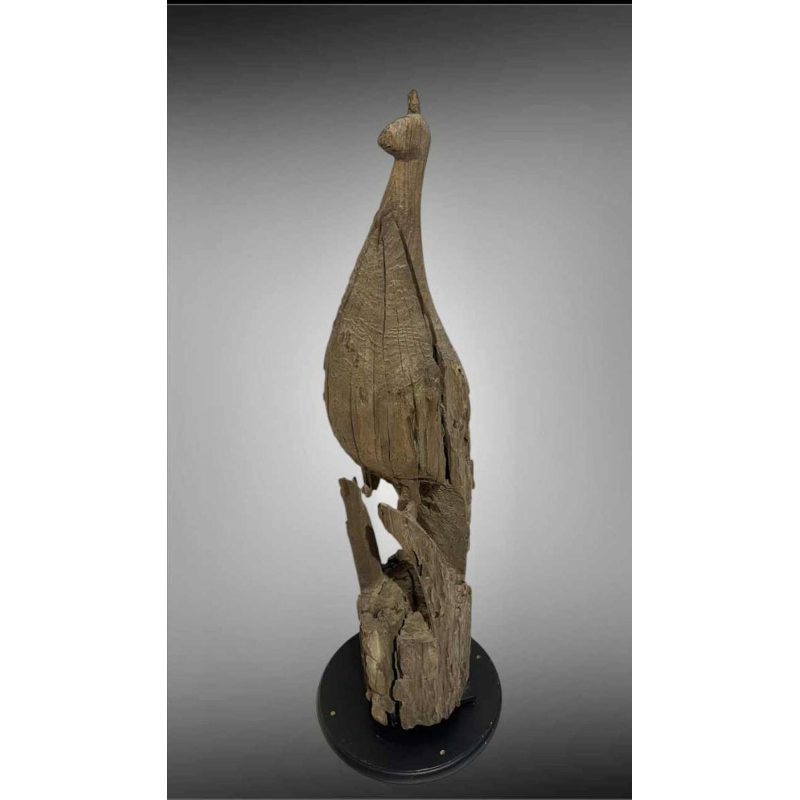 Paon Mnong ou Jarai Vietnam, sculpture en bois dur Taeng, fin 19ème siècle