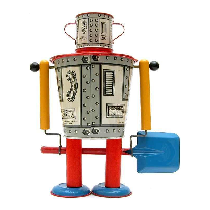 Mr Sandman The Robot Wolverine, metalen strandspeelgoed, perfecte staat 1947