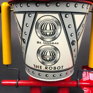 Mr Sandman The Robot Wolverine, metalen strandspeelgoed, perfecte staat 1947