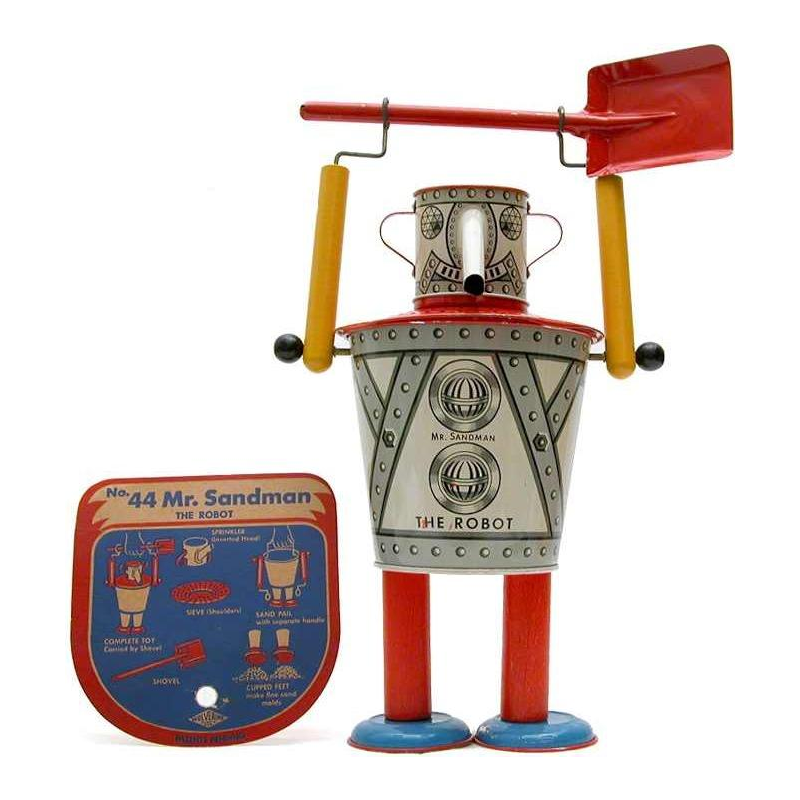 Mr Sandman The Robot Wolverine, metalen strandspeelgoed, perfecte staat 1947