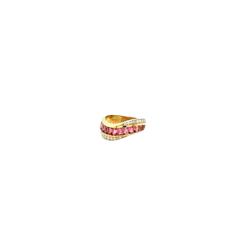 Bague or jaune, diamant & tourmaline