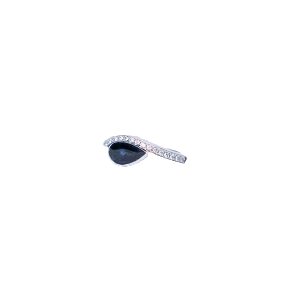 Bague or blanc, diamants & saphir