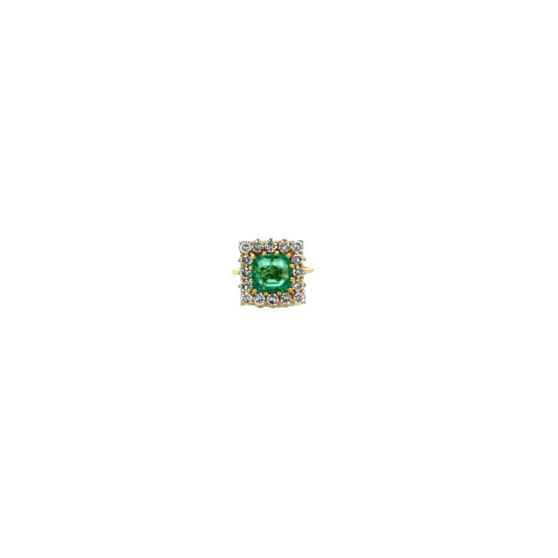 Bague or jaune, émeraude & diamants