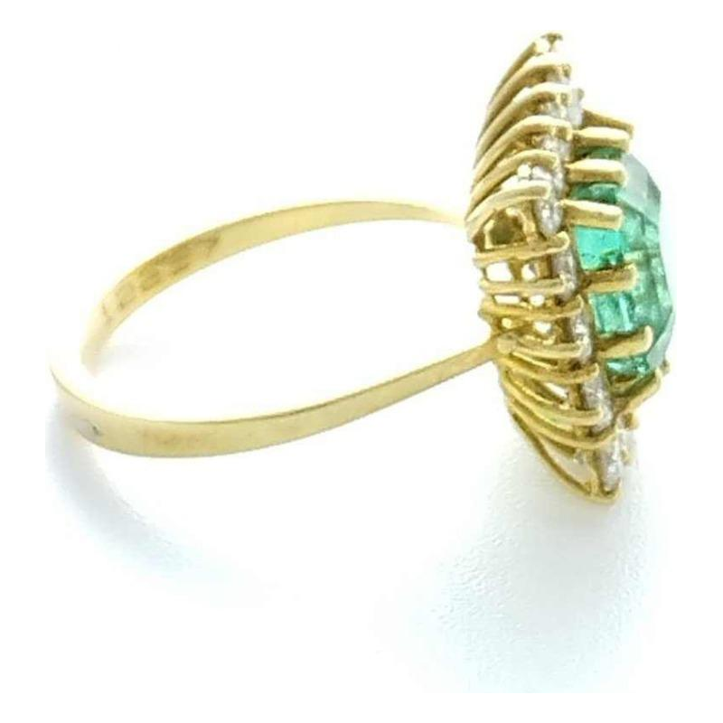 Yellow gold, emerald & diamond ring