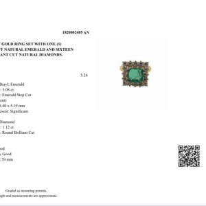 Yellow gold, emerald & diamond ring