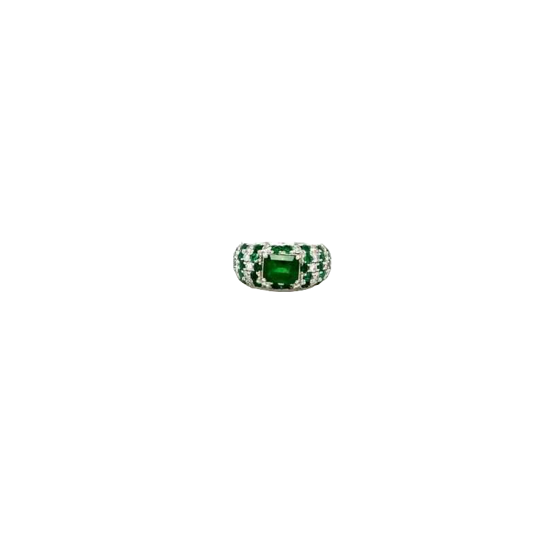 Bague en or blanc, émeraude & diamant