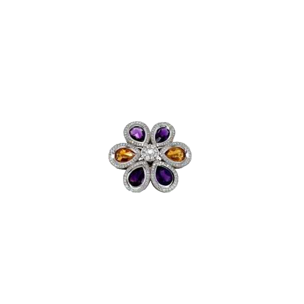 Ring in gold, diamond & semi-precious stones, amethyst & topaz