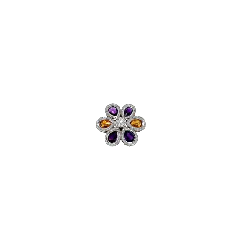Ring in goud, diamant & halfedelstenen, amethist & topaas