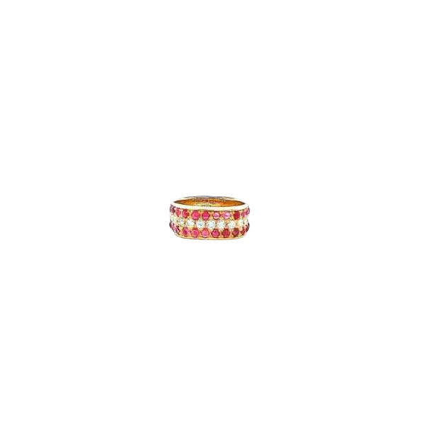 Roségouden ring met robijnen en diamanten