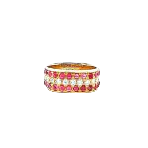 Bague or rose avec rubis et diamants