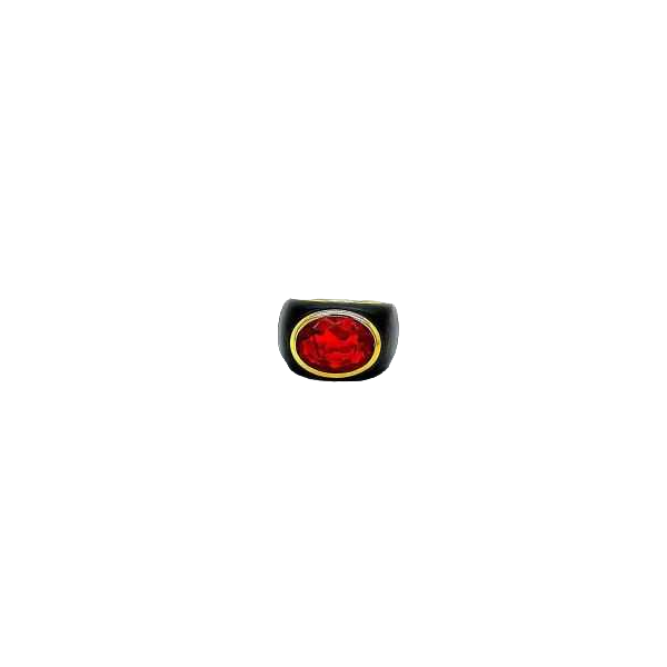 Black steel & fire opal ring