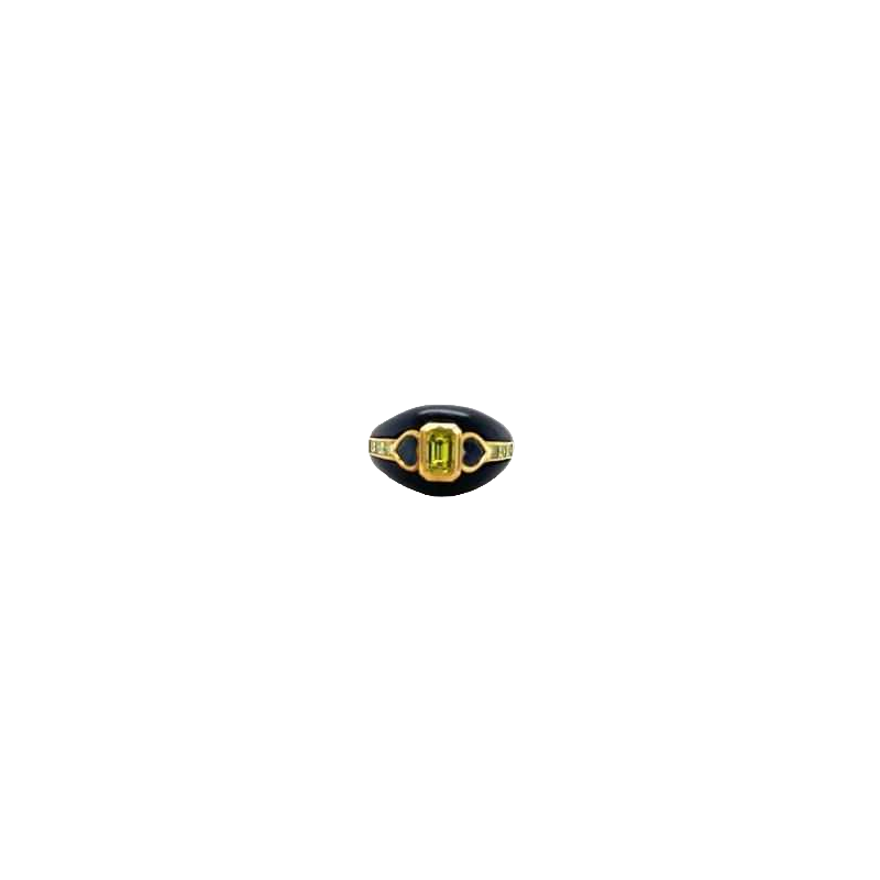 Bague or jaune, onyx, diamants & saphir