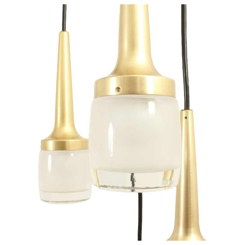 Staff Leuchten, 6-piece cascade chandelier, gilded brass and aluminium and glass, ca 1970