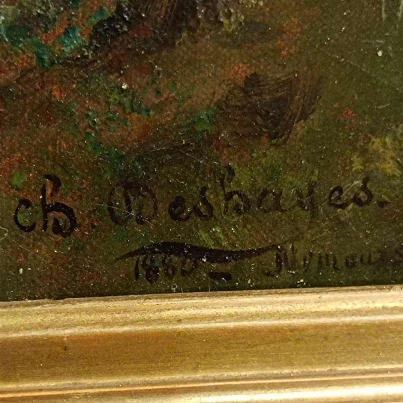 Charles Deshayes 'In the forest of Nemours' landscape painting, oil on canvas, 1880