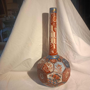 Bouteille octogonale à saké, porcelaine, Imari, Japon, Meiji