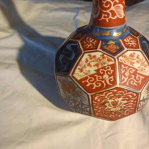 Bouteille octogonale à saké, porcelaine, Imari, Japon, Meiji