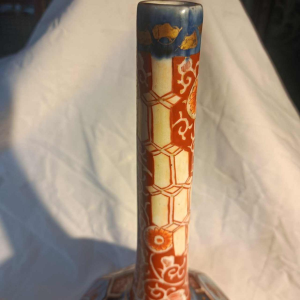 Octagonal sake bottle, porcelain, Imari, Japan, Meiji