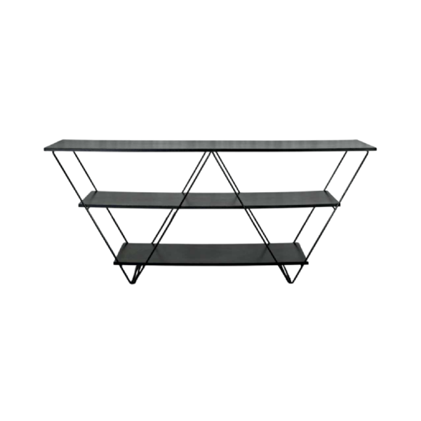 Louise Treschow for Ikea Kavat self-supporting shelf, black lacquered metal, melamine, ca 1990