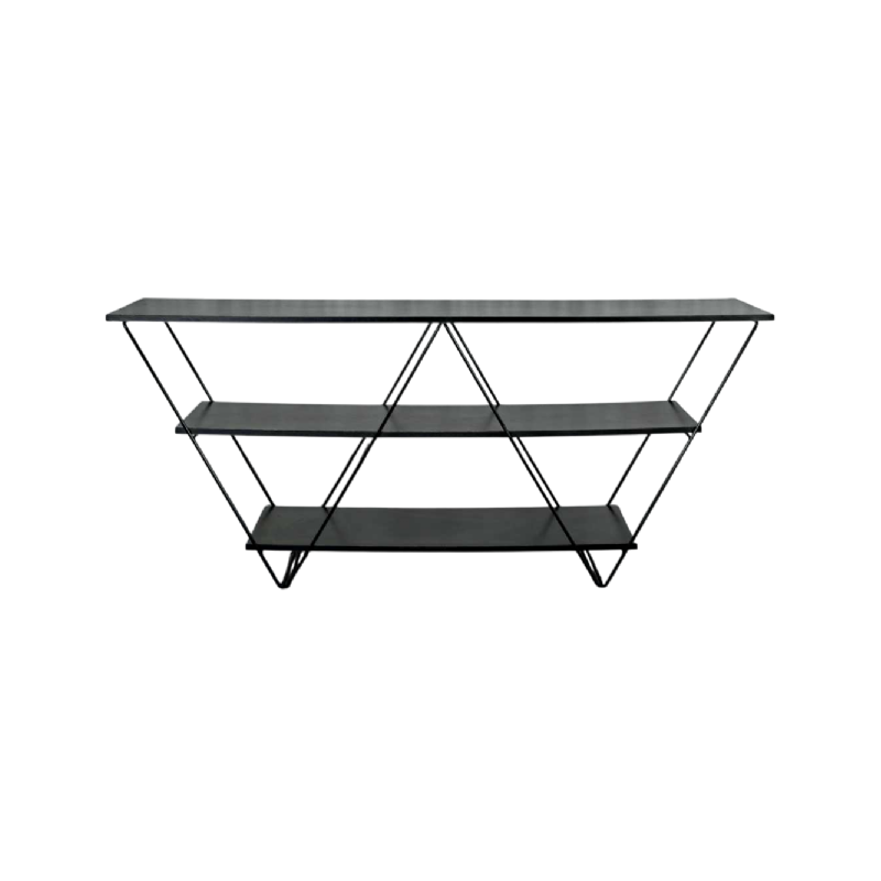 Louise Treschow voor Ikea 'Kavat' zelfdragende plank, zwart gelakt metaal, melamine, ca 1990