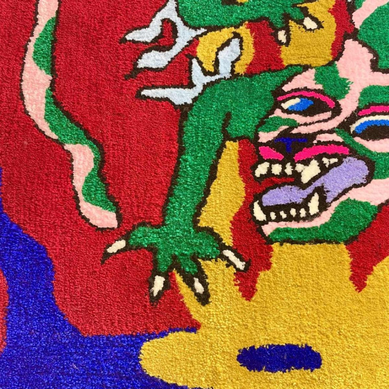 Bleu Noiir ' De bewaker' getuft, wollen vloerkleed / wandtapijt, 2023