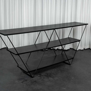 Louise Treschow for Ikea Kavat self-supporting shelf, black lacquered metal, melamine, ca 1990
